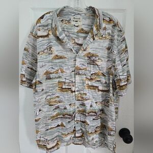 Madewell Nautical Print Men's Shirt - Gray and Tan